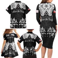 Aotearoa Waitangi Day - Toitu Te Tiriti Family Matching Long Sleeve Bodycon Dress and Hawaiian Shirt New Zealand Honour the Treaty LT03 - Polynesian Pride