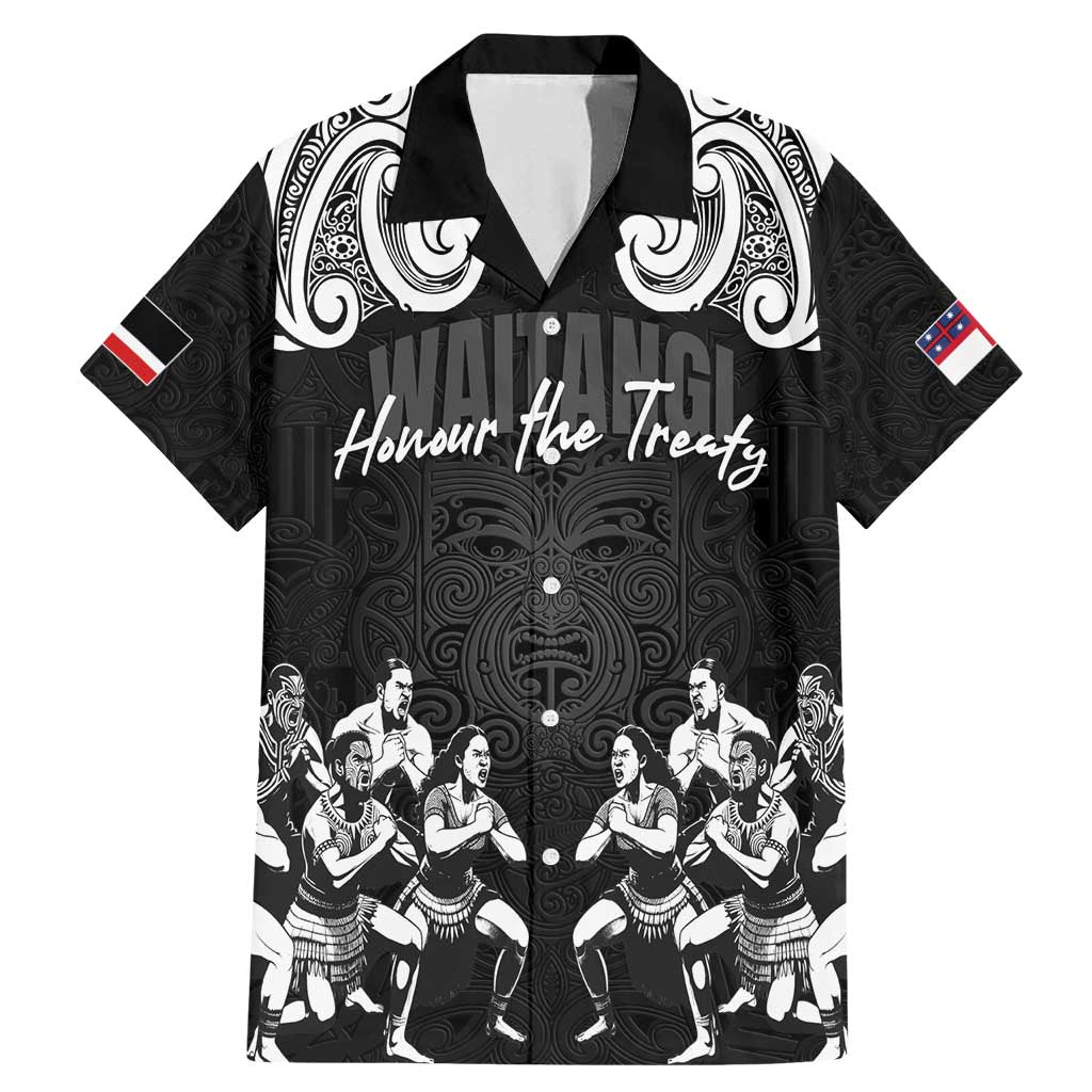 Aotearoa Waitangi Day - Toitu Te Tiriti Family Matching Mermaid Dress and Hawaiian Shirt New Zealand Honour the Treaty LT03 Dad's Shirt - Short Sleeve Black - Polynesian Pride