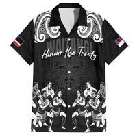 Aotearoa Waitangi Day - Toitu Te Tiriti Family Matching Off The Shoulder Long Sleeve Dress and Hawaiian Shirt New Zealand Honour the Treaty LT03 Dad's Shirt - Short Sleeve Black - Polynesian Pride