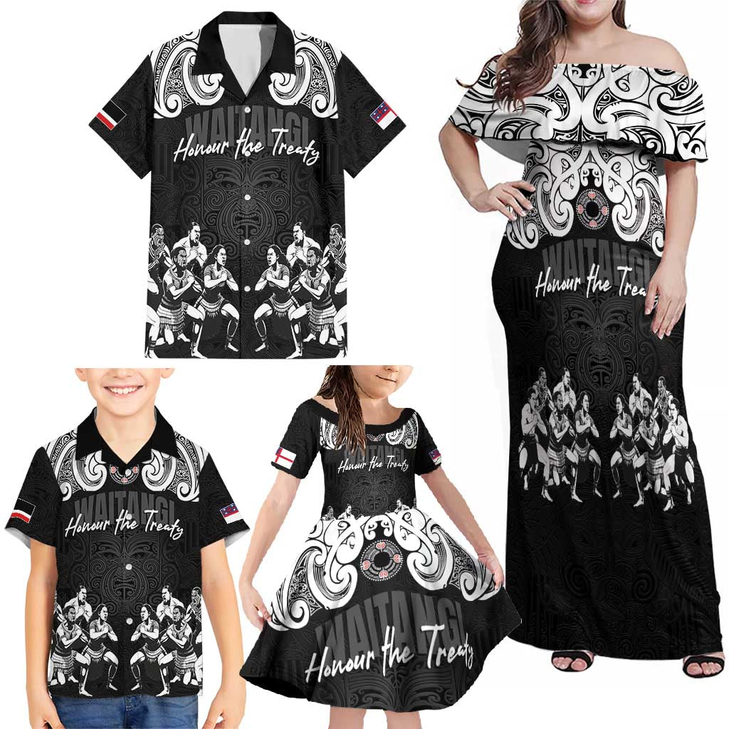 Aotearoa Waitangi Day - Toitu Te Tiriti Family Matching Off Shoulder Maxi Dress and Hawaiian Shirt New Zealand Honour the Treaty LT03 - Polynesian Pride