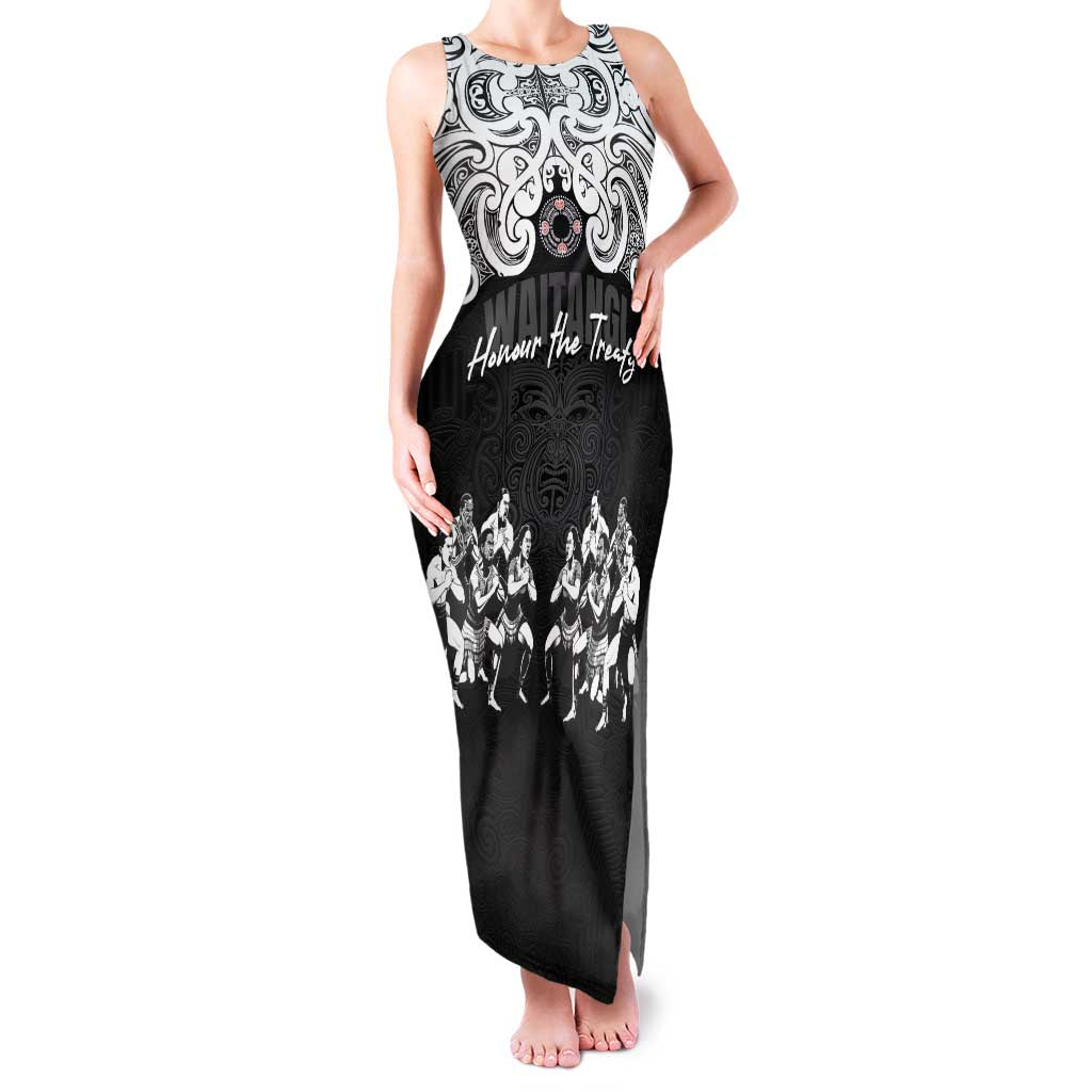 Aotearoa Waitangi Day - Toitu Te Tiriti Family Matching Tank Maxi Dress and Hawaiian Shirt New Zealand Honour the Treaty LT03 Mom's Dress Black - Polynesian Pride