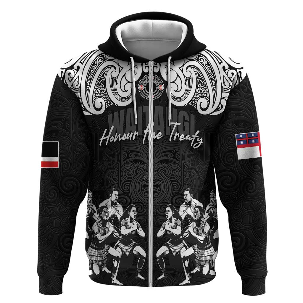 Aotearoa Waitangi Day - Toitu Te Tiriti Hoodie New Zealand Honour the Treaty LT03 Zip Hoodie Black - Polynesian Pride