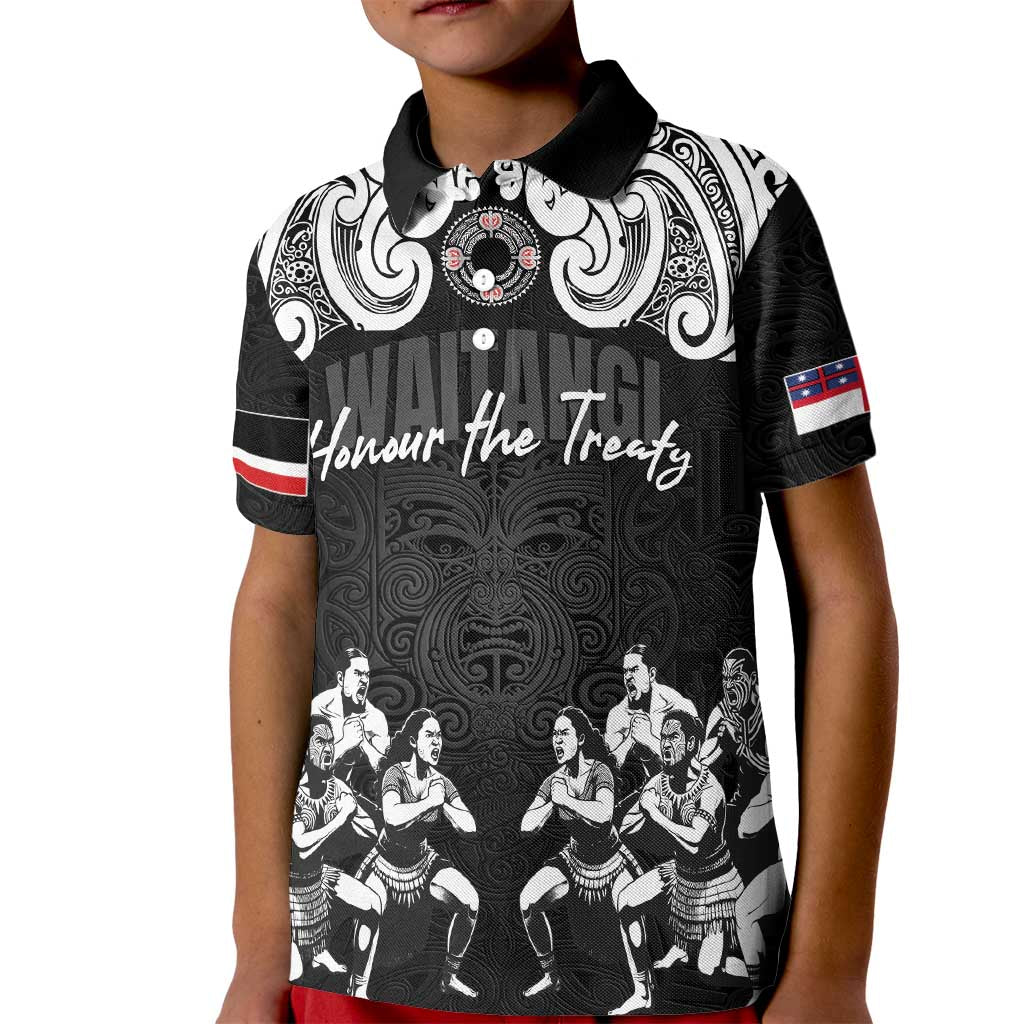 Aotearoa Waitangi Day - Toitu Te Tiriti Kid Polo Shirt New Zealand Honour the Treaty LT03 Kid Black - Polynesian Pride