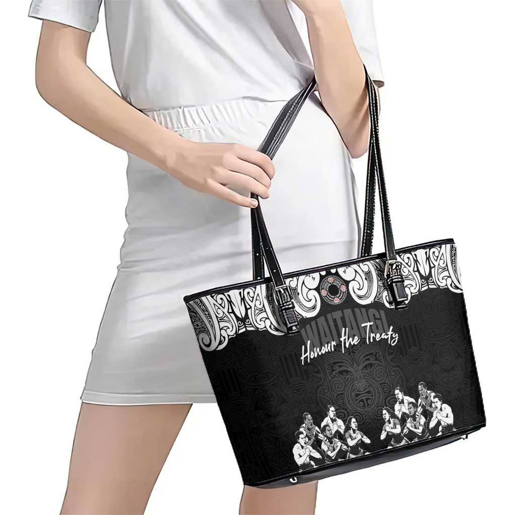 Aotearoa Waitangi Day - Toitu Te Tiriti Leather Tote Bag New Zealand Honour the Treaty LT03 - Polynesian Pride