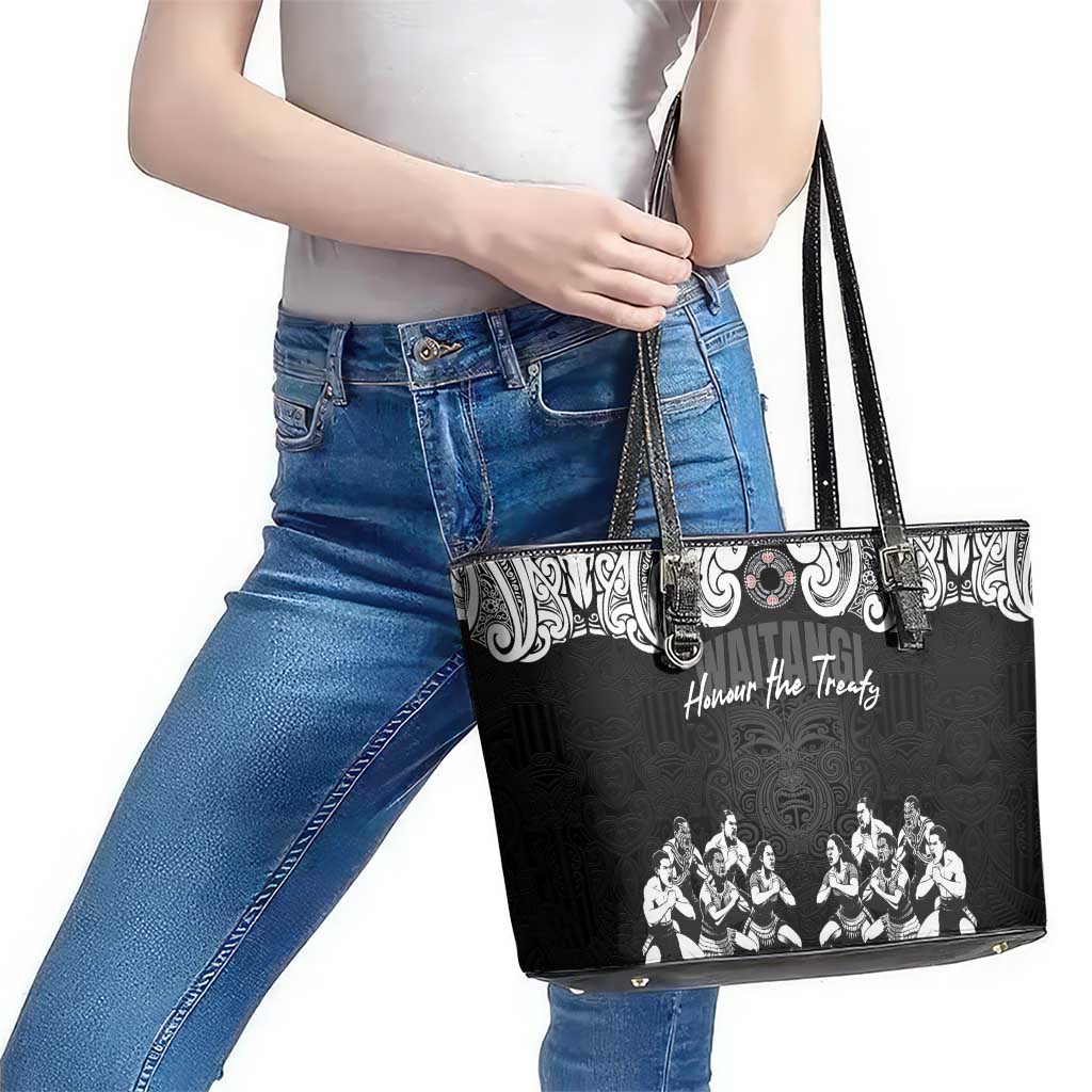 Aotearoa Waitangi Day - Toitu Te Tiriti Leather Tote Bag New Zealand Honour the Treaty LT03 - Polynesian Pride