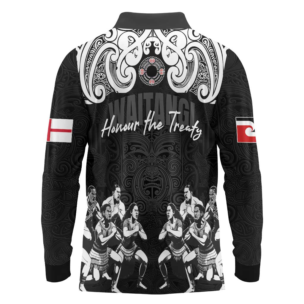 Aotearoa Waitangi Day - Toitu Te Tiriti Long Sleeve Polo Shirt New Zealand Honour the Treaty
