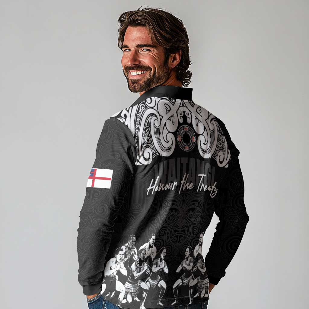 Aotearoa Waitangi Day - Toitu Te Tiriti Long Sleeve Polo Shirt New Zealand Honour the Treaty