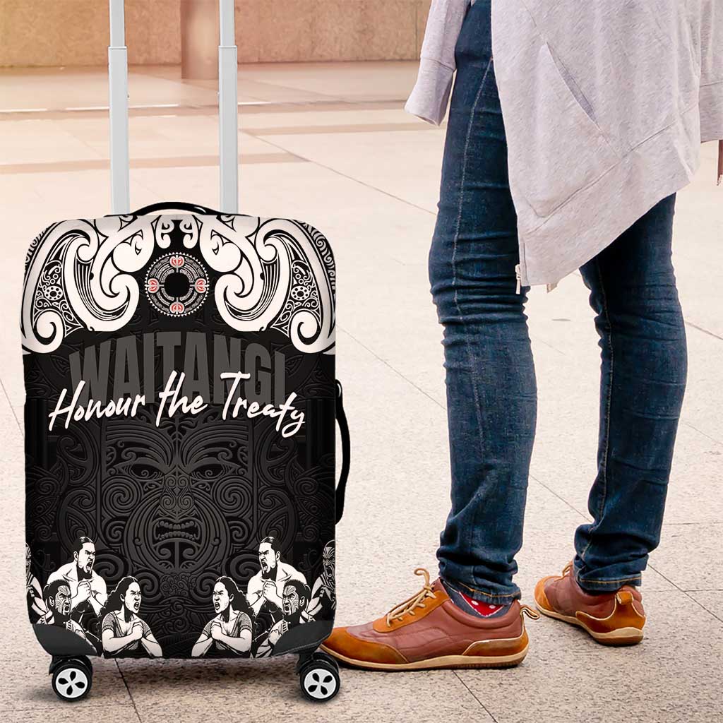 Aotearoa Waitangi Day - Toitu Te Tiriti Luggage Cover New Zealand Honour the Treaty LT03 Black - Polynesian Pride