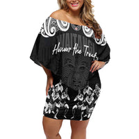 Aotearoa Waitangi Day - Toitu Te Tiriti Off Shoulder Short Dress New Zealand Honour the Treaty LT03 Women Black - Polynesian Pride