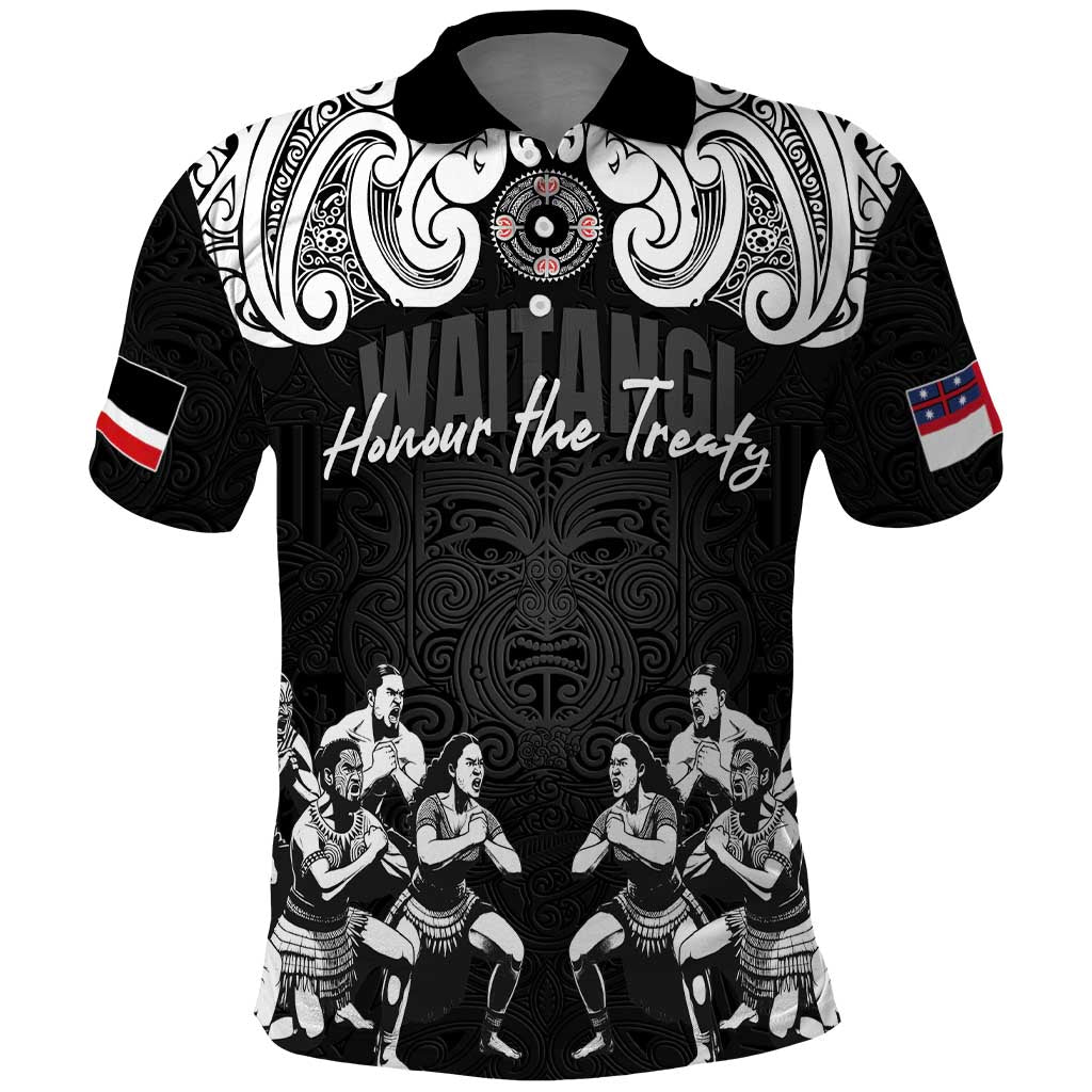 Aotearoa Waitangi Day - Toitu Te Tiriti Polo Shirt New Zealand Honour the Treaty LT03 Black - Polynesian Pride