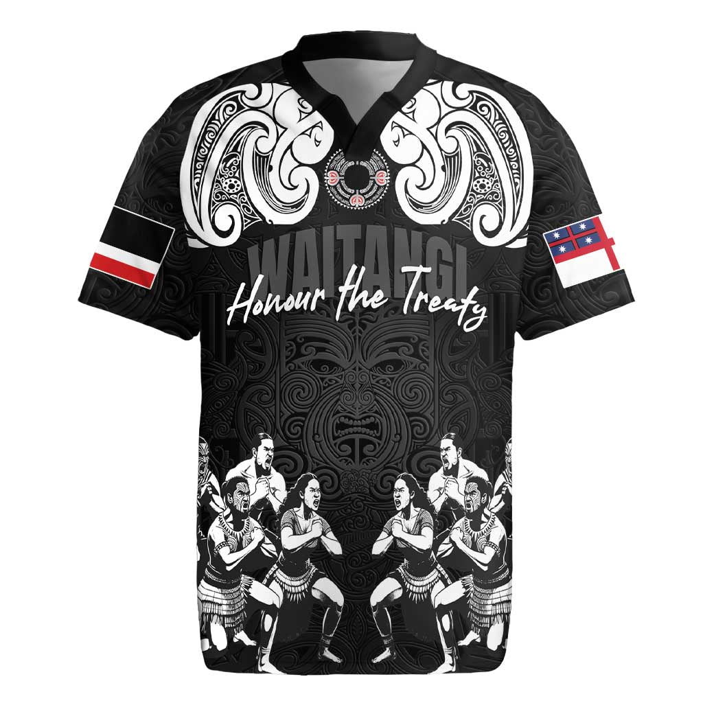 Aotearoa Waitangi Day - Toitu Te Tiriti Rugby Jersey New Zealand Honour the Treaty LT03 Black - Polynesian Pride