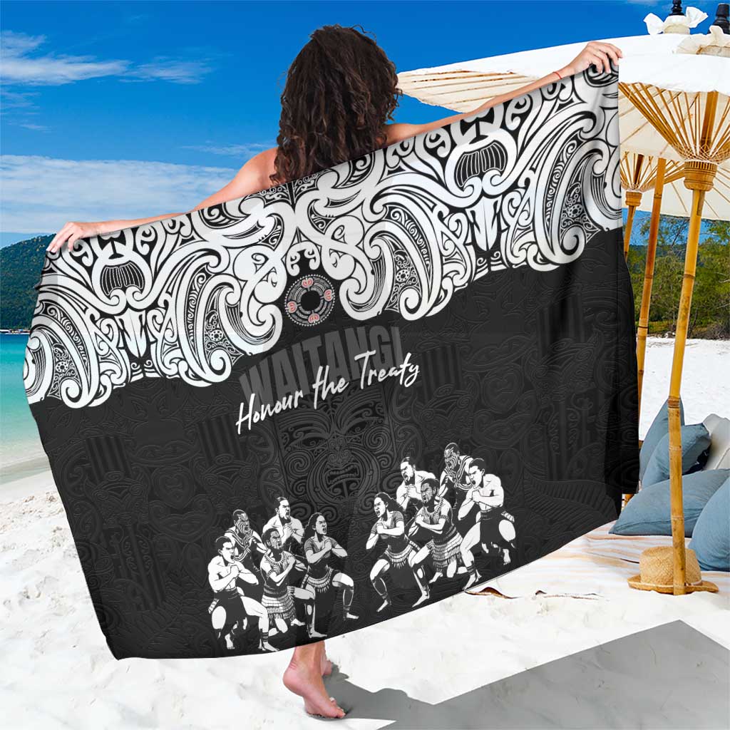 Aotearoa Waitangi Day - Toitu Te Tiriti Sarong New Zealand Honour the Treaty LT03 One Size 44 x 66 inches Black - Polynesian Pride