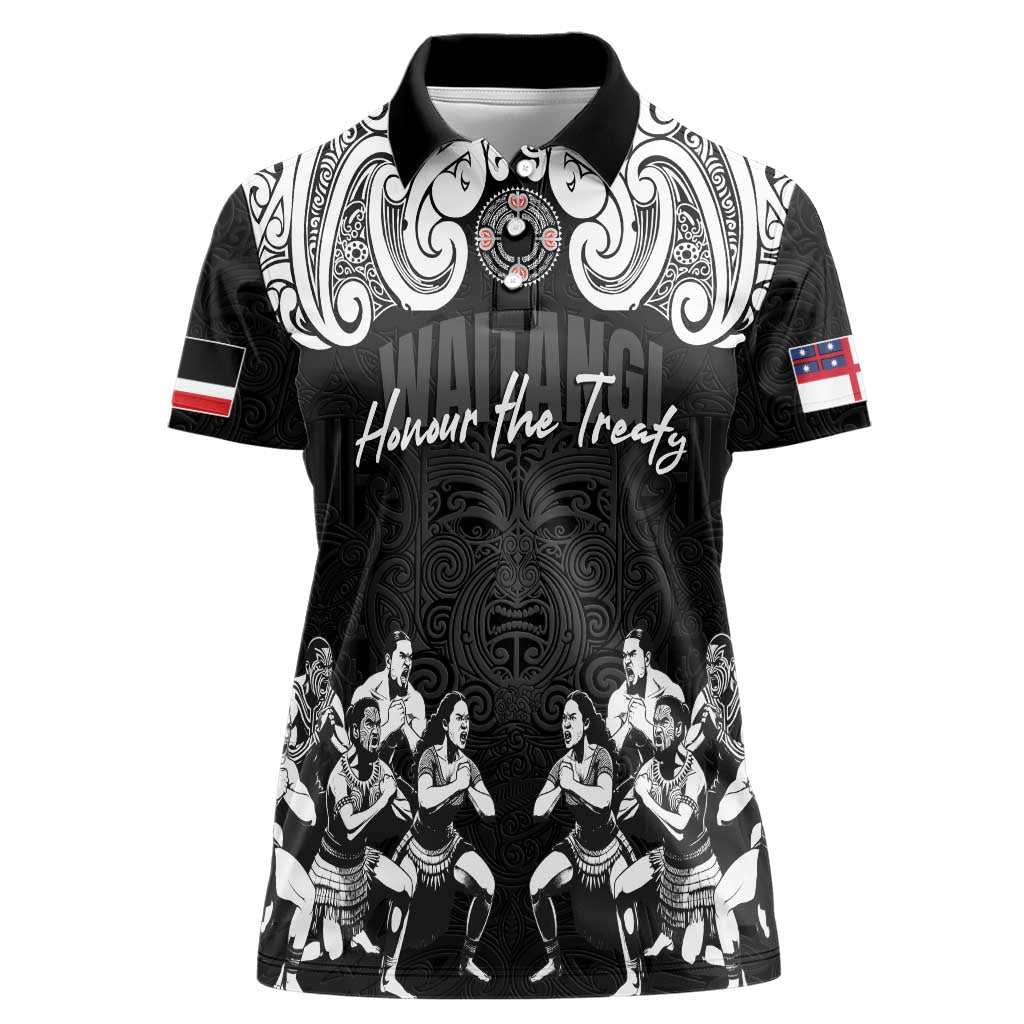 Aotearoa Waitangi Day - Toitu Te Tiriti Women Polo Shirt New Zealand Honour the Treaty LT03 Female Black - Polynesian Pride