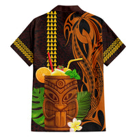 Hawaii Tiki Mask Cocktail Family Matching Long Sleeve Bodycon Dress and Hawaiian Shirt Kakau Tattoo LT03 - Polynesian Pride