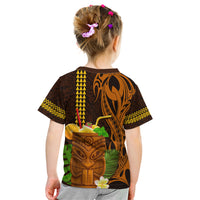 Hawaii Tiki Mask Cocktail Kid T Shirt Kakau Tattoo LT03 - Polynesian Pride