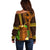 Hawaii Tiki Mask Cocktail Off Shoulder Sweater Kakau Tattoo LT03 - Polynesian Pride