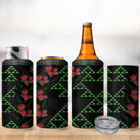 Hawaiian Green Kakau Art Tattoo-Ohia Lehua and Taro Leaves 4 in 1 Can Cooler Tumbler LT03 - Polynesian Pride
