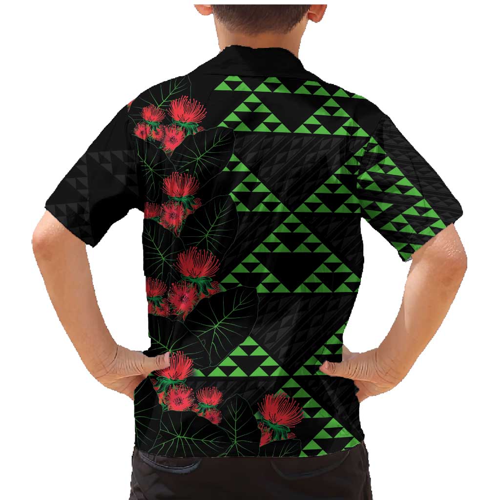 Hawaiian Green Kakau Art Tattoo-Ohia Lehua and Taro Leaves Family Matching Mermaid Dress and Hawaiian Shirt LT03 - Polynesian Pride