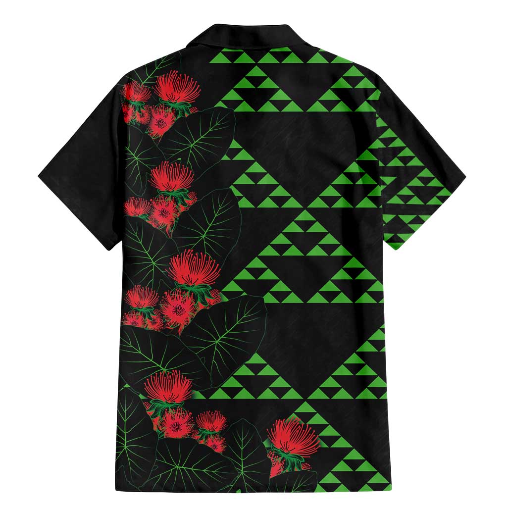 Hawaiian Green Kakau Art Tattoo-Ohia Lehua and Taro Leaves Family Matching Mermaid Dress and Hawaiian Shirt LT03 - Polynesian Pride