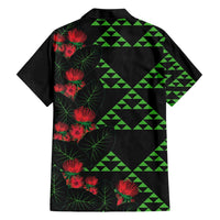 Hawaiian Green Kakau Art Tattoo-Ohia Lehua and Taro Leaves Family Matching Short Sleeve Bodycon Dress and Hawaiian Shirt LT03 - Polynesian Pride