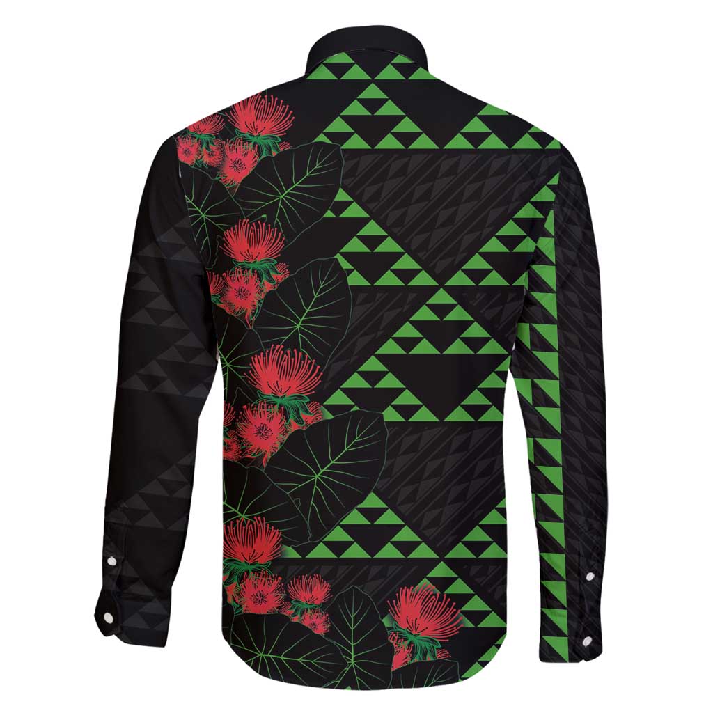 Hawaiian Green Kakau Art Tattoo-Ohia Lehua and Taro Leaves Family Matching Summer Maxi Dress and Hawaiian Shirt LT03 - Polynesian Pride