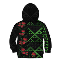 Hawaiian Green Kakau Art Tattoo-Ohia Lehua and Taro Leaves Kid Hoodie LT03 - Polynesian Pride