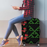 Hawaiian Green Kakau Art Tattoo-Ohia Lehua and Taro Leaves Luggage Cover LT03 - Polynesian Pride