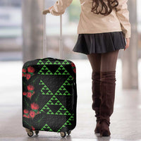 Hawaiian Green Kakau Art Tattoo-Ohia Lehua and Taro Leaves Luggage Cover LT03 - Polynesian Pride