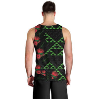 Hawaiian Green Kakau Art Tattoo-Ohia Lehua and Taro Leaves Men Tank Top