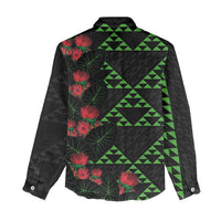 Hawaiian Green Kakau Art Tattoo-Ohia Lehua and Taro Leaves Women Casual Shirt LT03 - Polynesian Pride