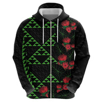 Hawaiian Green Kakau Art Tattoo-Ohia Lehua and Taro Leaves Zip Hoodie LT03 - Polynesian Pride
