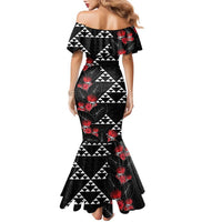 Hawaiian White Kakau Art Tattoo-Ohia Lehua and Taro Leaves Family Matching Mermaid Dress and Hawaiian Shirt LT03 - Polynesian Pride