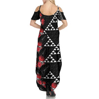 Hawaiian White Kakau Art Tattoo-Ohia Lehua and Taro Leaves Family Matching Summer Maxi Dress and Hawaiian Shirt LT03 - Polynesian Pride