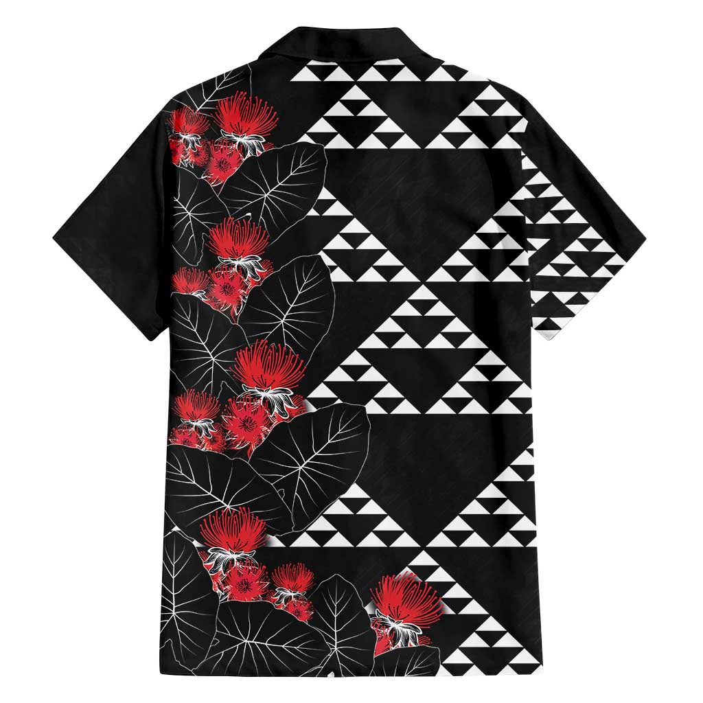Hawaiian White Kakau Art Tattoo-Ohia Lehua and Taro Leaves Family Matching Tank Maxi Dress and Hawaiian Shirt LT03 - Polynesian Pride