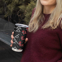 Hawaiian White Kakau Art Tattoo-Ohia Lehua and Taro Leaves Tumbler Cup