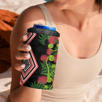 Aotearoa Tukutuku Motif 4 in 1 Can Cooler Tumbler Pohutukawa and Fern Leaves LT03 - Polynesian Pride