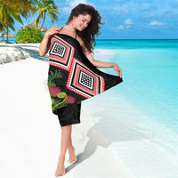 Aotearoa Tukutuku Motif Sarong Pohutukawa and Fern Leaves