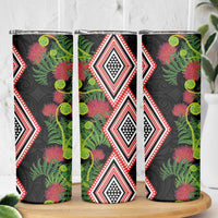 Aotearoa Tukutuku Motif Skinny Tumbler Pohutukawa and Fern Leaves LT03 - Polynesian Pride