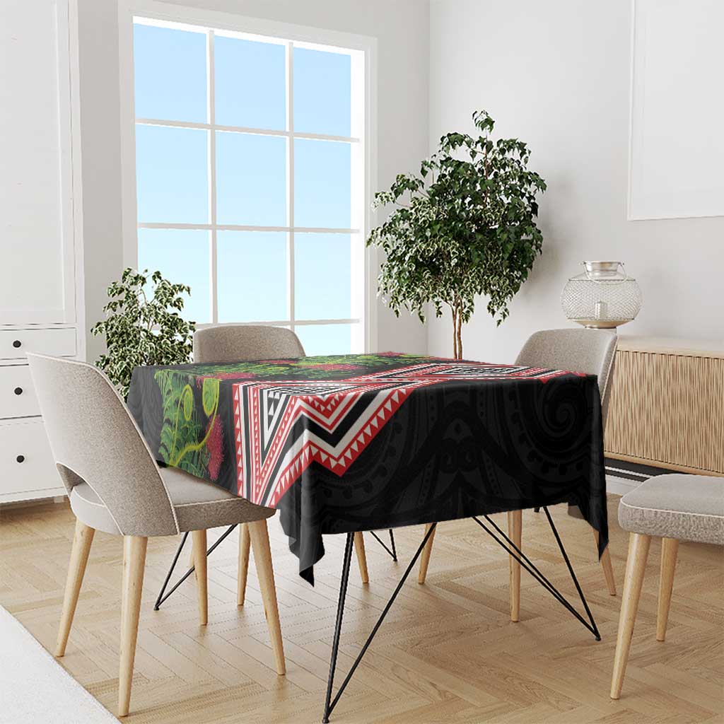 Aotearoa Tukutuku Motif Tablecloth Pohutukawa and Fern Leaves LT03 - Polynesian Pride