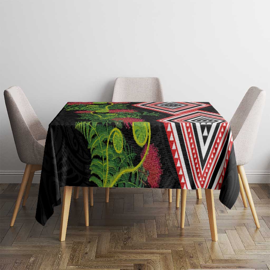 Aotearoa Tukutuku Motif Tablecloth Pohutukawa and Fern Leaves LT03 - Polynesian Pride