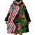 Aotearoa Tukutuku Motif Wearable Blanket Hoodie Pohutukawa and Fern Leaves