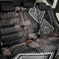 Aotearoa Tukutuku Motif Back Car Seat Cover Pohutukawa and Fern Leaves Grayscale Color LT03 - Polynesian Pride