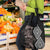 Aotearoa Tukutuku Motif Grocery Bag Pohutukawa and Fern Leaves Grayscale Color
