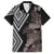 Aotearoa Tukutuku Motif Hawaiian Shirt Pohutukawa and Fern Leaves Grayscale Color