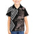 Aotearoa Tukutuku Motif Hawaiian Shirt Pohutukawa and Fern Leaves Grayscale Color