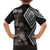 Aotearoa Tukutuku Motif Hawaiian Shirt Pohutukawa and Fern Leaves Grayscale Color