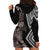 Aotearoa Tukutuku Motif Hoodie Dress Pohutukawa and Fern Leaves Grayscale Color