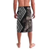 Aotearoa Tukutuku Motif Lavalava Pohutukawa and Fern Leaves Grayscale Color