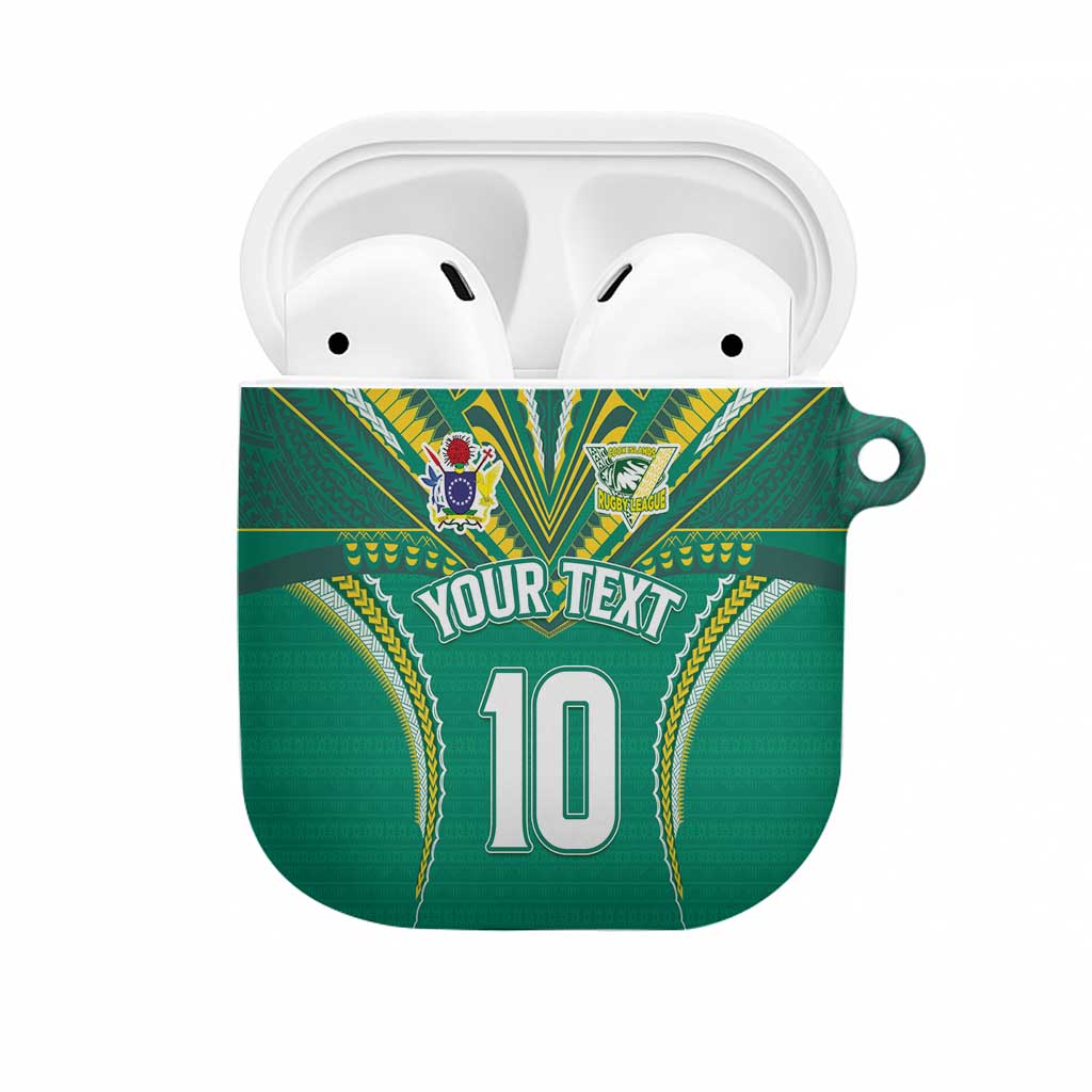 Custom Cook Islands Rugby AirPods Case Tatau Art Sport Style Green Color