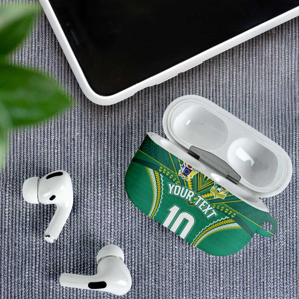 Custom Cook Islands Rugby AirPods Case Tatau Art Sport Style Green Color